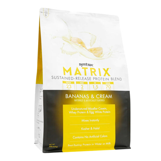 Syntrax Matrix scoop beside shaker cup for post-workout shake.