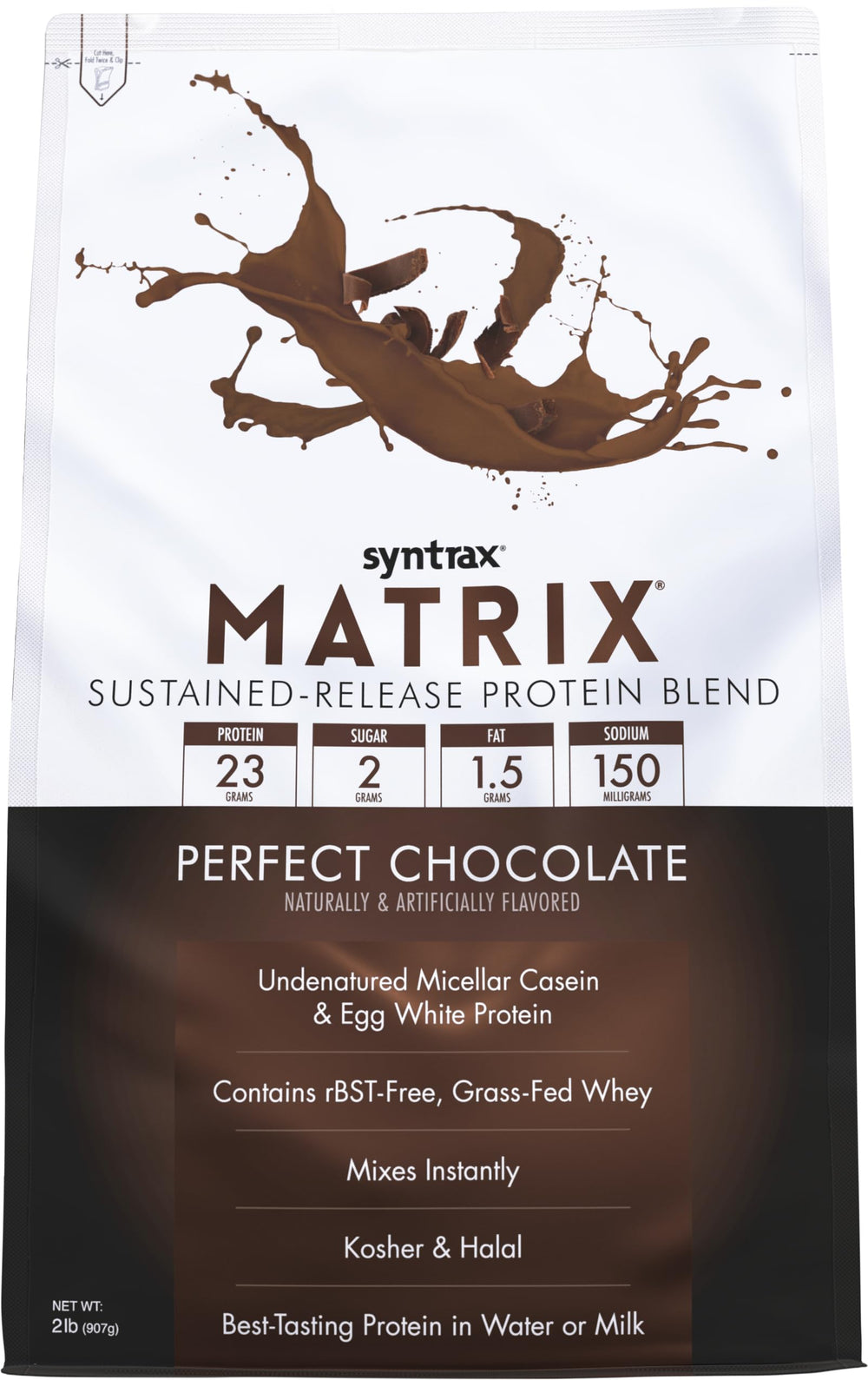 Syntrax Matrix sustained-release bottle offering convenient post-workout protein.
