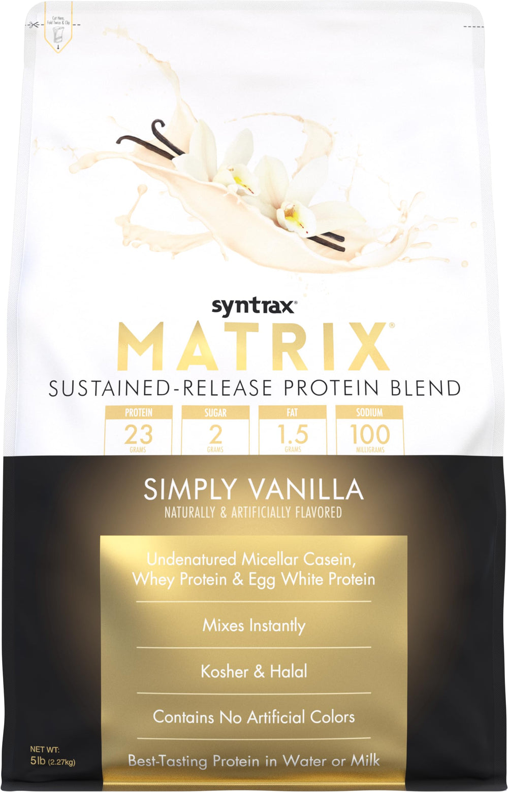 Syntrax Matrix vanilla with real vanilla bean specks for premium taste.
