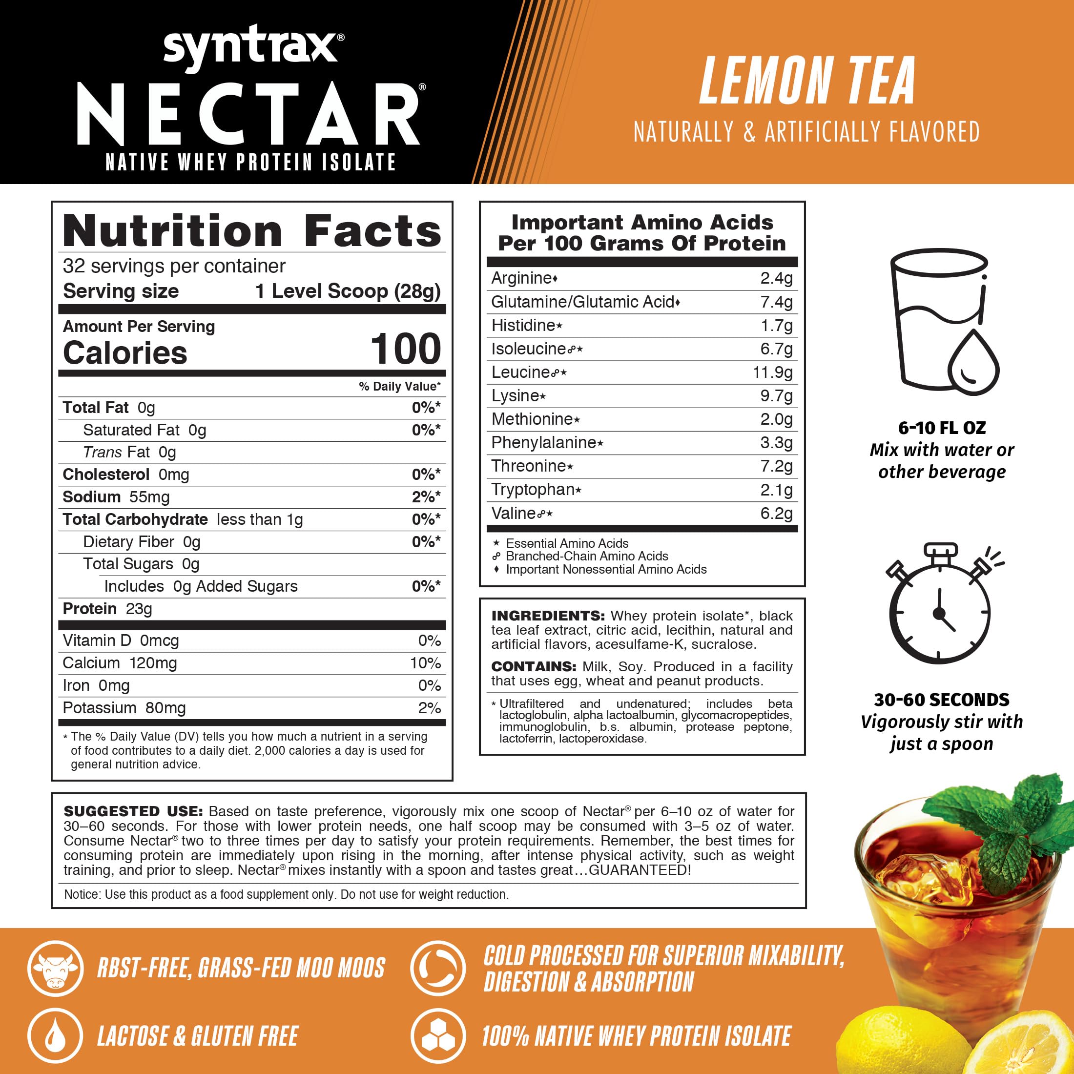 Syntrax Nectar Lemon Tea powder closeup shows smooth texture for easy mixing