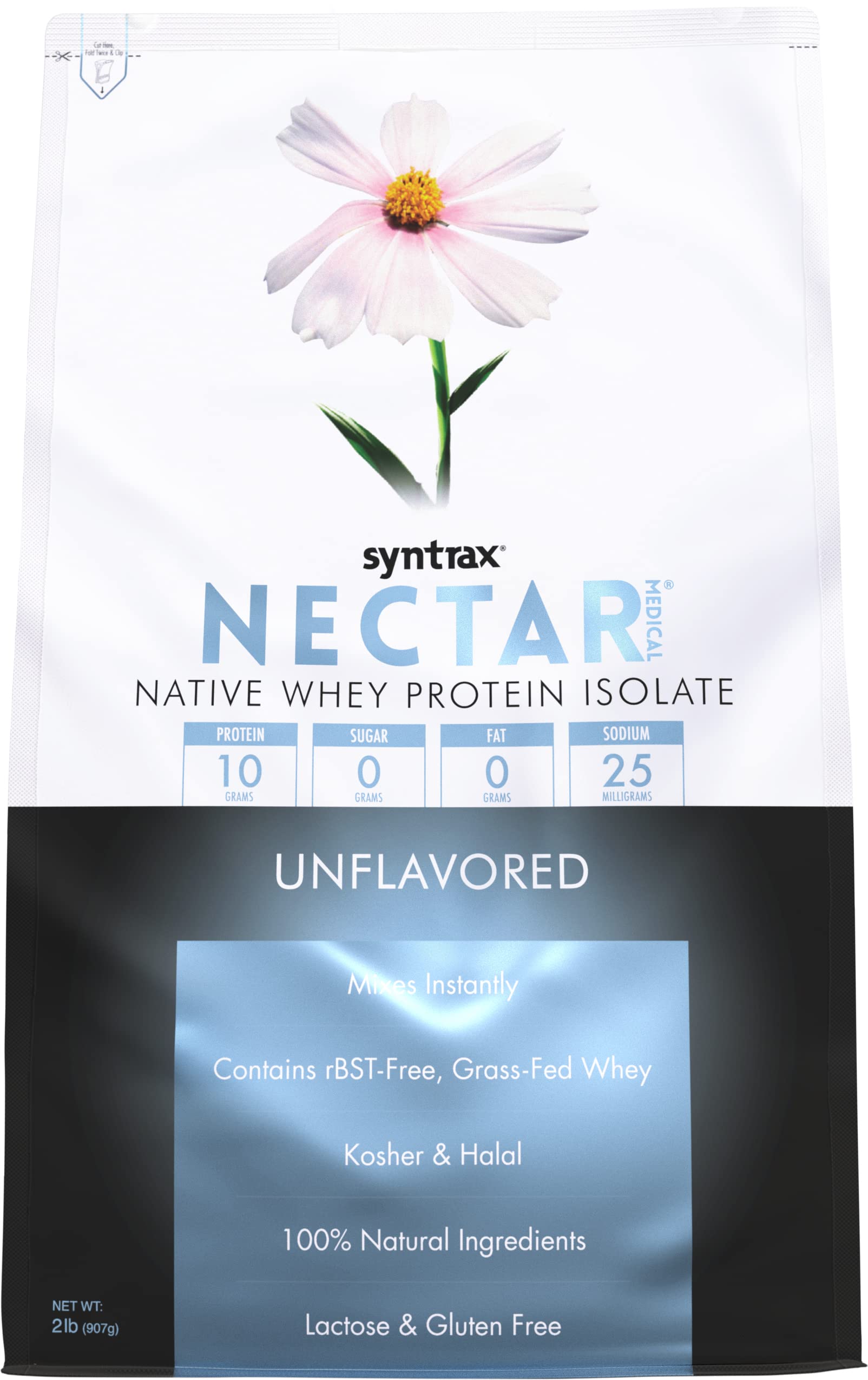 Syntrax Nectar Medical whey isolate jar showing pure, smooth powder for clean shakes