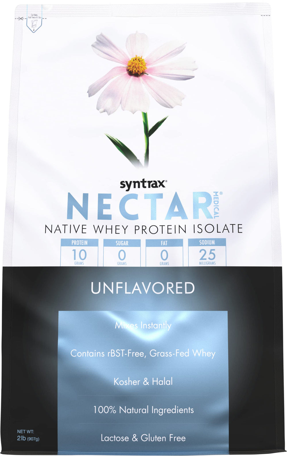 Syntrax Nectar Medical whey isolate jar showing pure, smooth powder for clean shakes