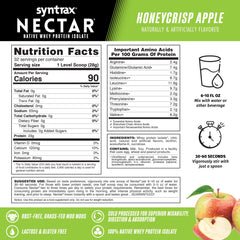 Syntrax Nectar sabor Fuzzy Navel, mezcla fácil para snack proteico rápido.