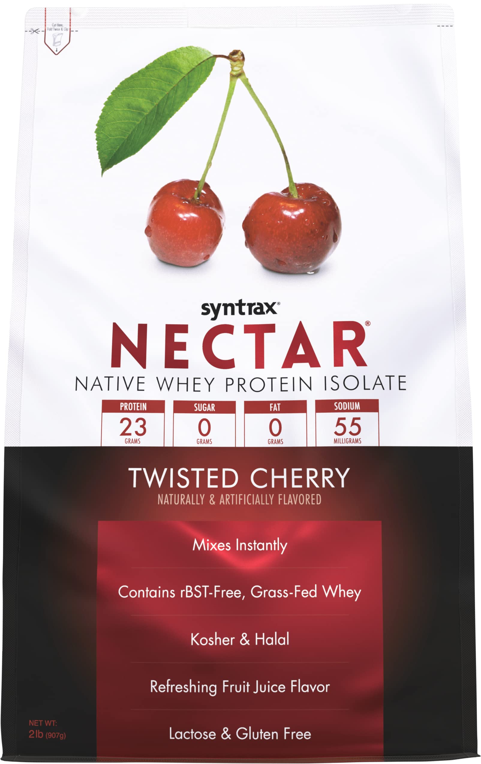 Syntrax Nectar Twisted Cherry bottle pour reveals a refreshing fruit flavor for shakes