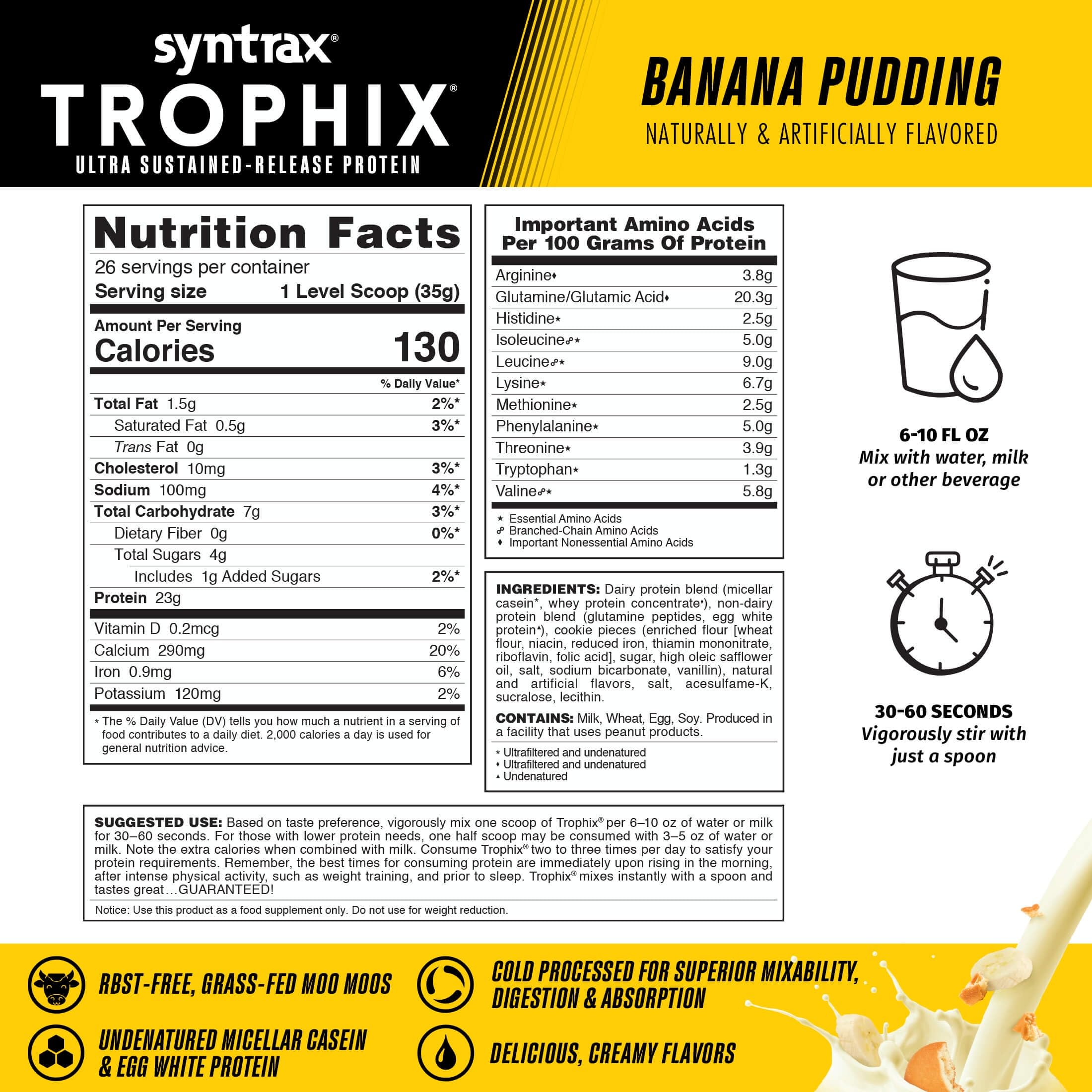 Syntrax Trophix banana pudding packets for portable nutrition