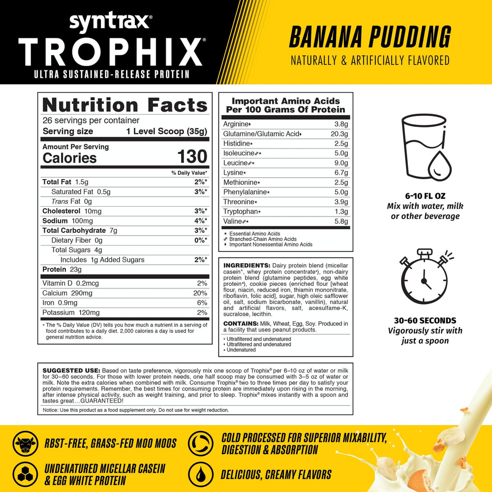 Syntrax Trophix banana pudding packets for portable nutrition