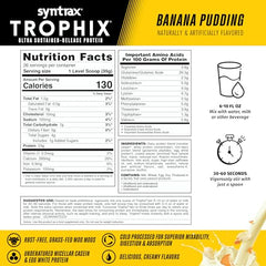 Syntrax Trophix banana pudding protein shake glass ready-to-drink