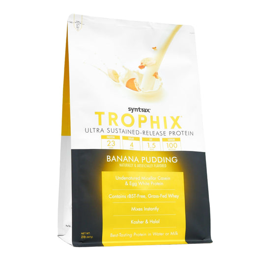Syntrax Trophix banana pudding serving scoop for post-workout shakes