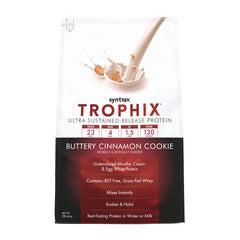 Syntrax Trophix bottle-front highlighting sustained-release protein blend