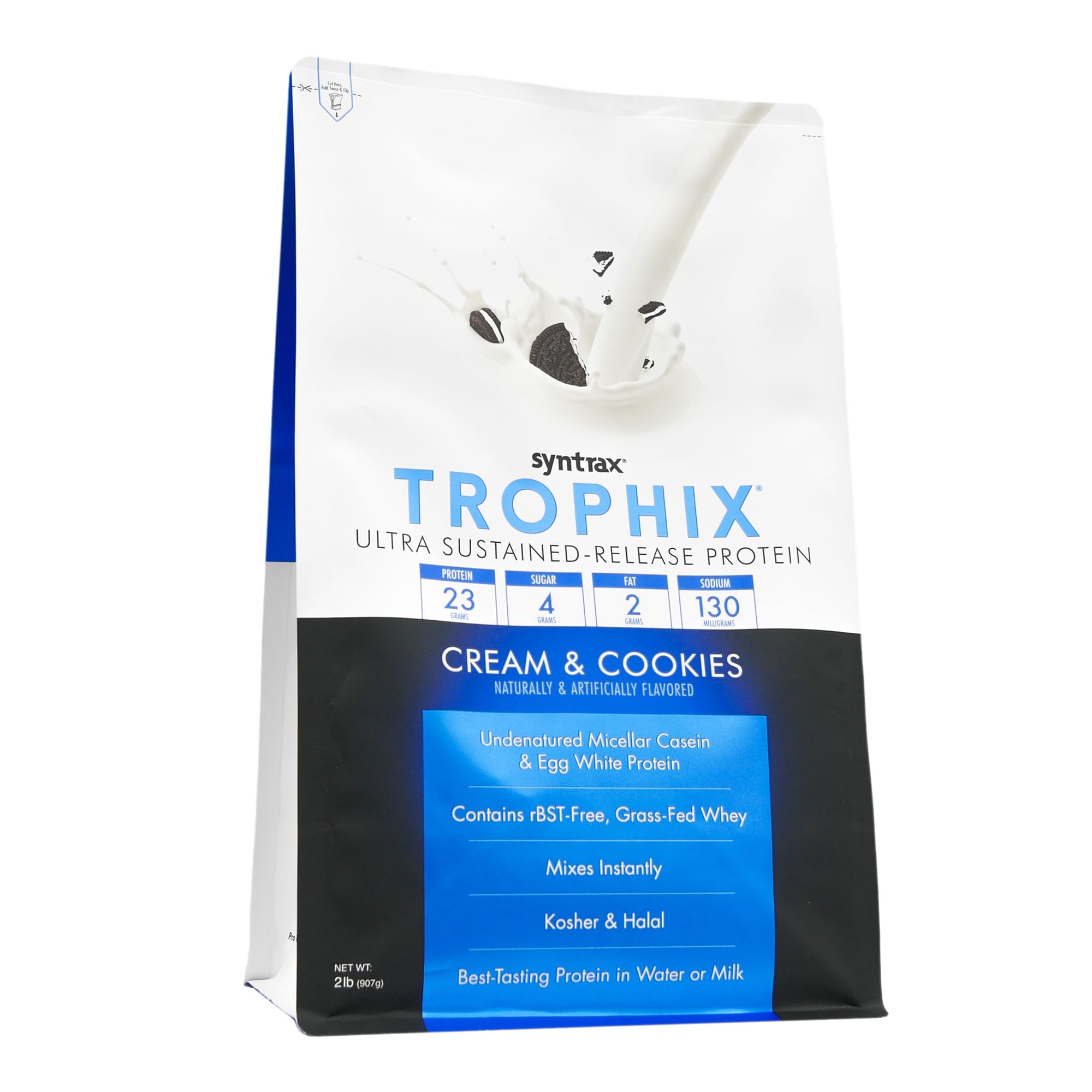 Syntrax Trophix with real cookie pieces visible delivers tasty flavor.