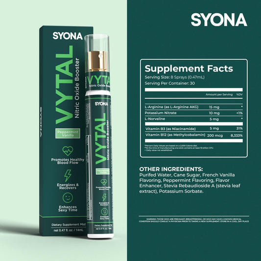 SYONA VYTAL bottle back view showing label and ingredients.