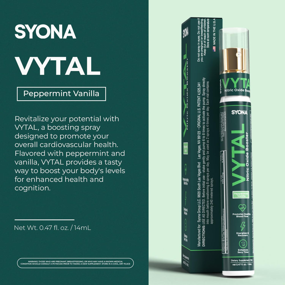 SYONA VYTAL flavor image highlighting peppermint and vanilla aroma.