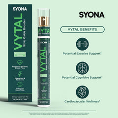 SYONA VYTAL ingredients panel featuring B12, B3, and L-Arginine.