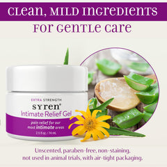 SYREN Intimate Relief Gel application on skin demonstrates gentle, non-sticky hydration