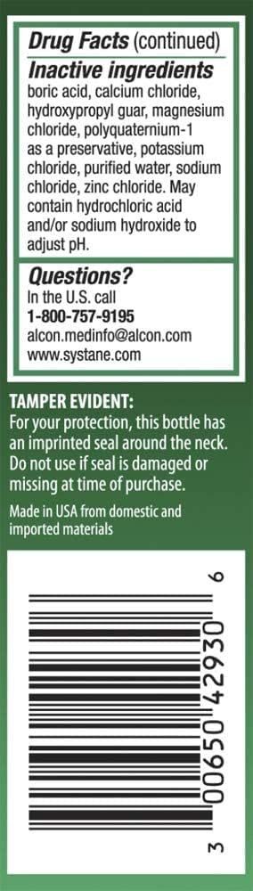 Systane bottle shown sealed and sterile for safe use.