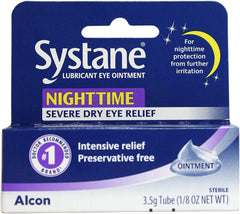 Close-up of Systane Nightime Eye Ointment for soothing, long-lasting moisture overnight.