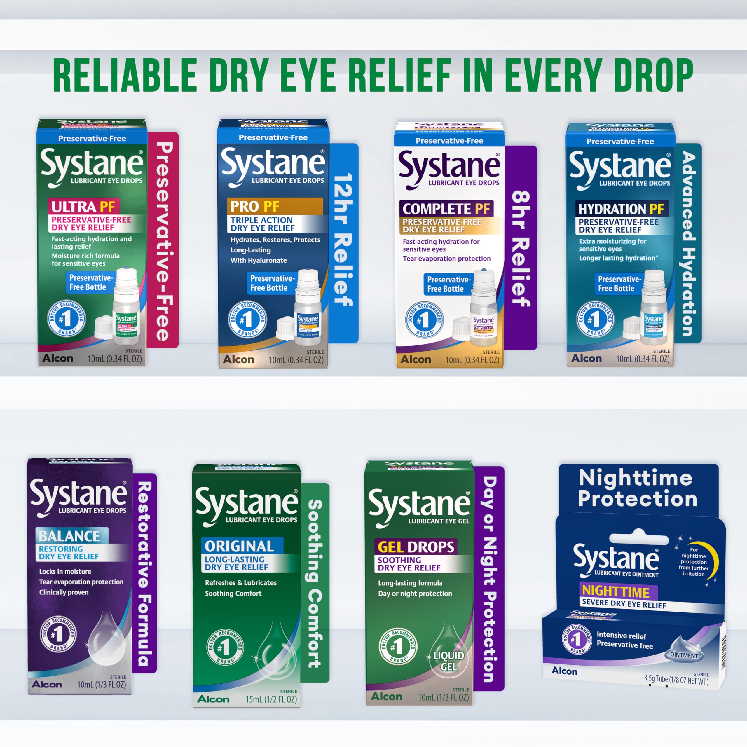 A drop from Systane Ultra ready to soothe dry eyes.