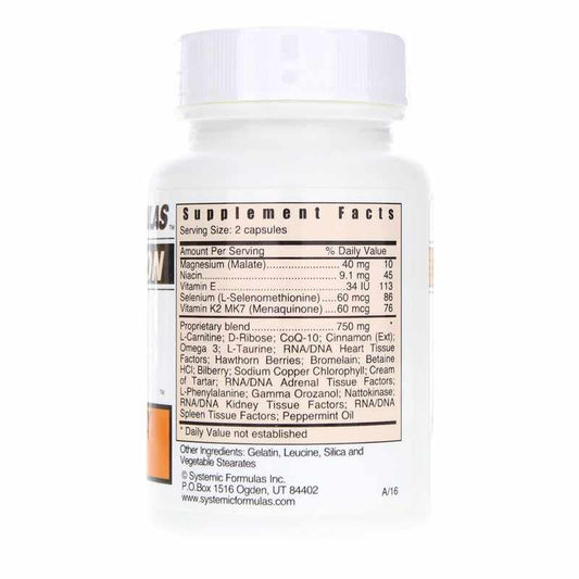 Systemic Formulas 48 HQ Heart Energy label listing ingredients and directions