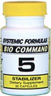 Systemic Formulas #5 Stabilizer bottle supports cellular integrity and healthy cell production.