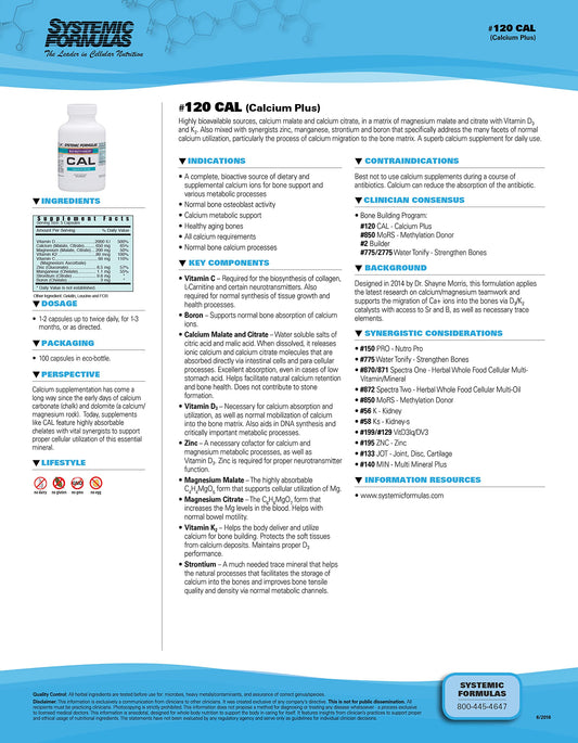 Systemic Formulas CAL capsules closeup highlighting bioactive calcium for metabolism support