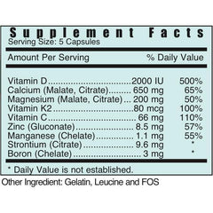 Systemic Formulas CAL ingredients matrix showing mineral synergy for absorption