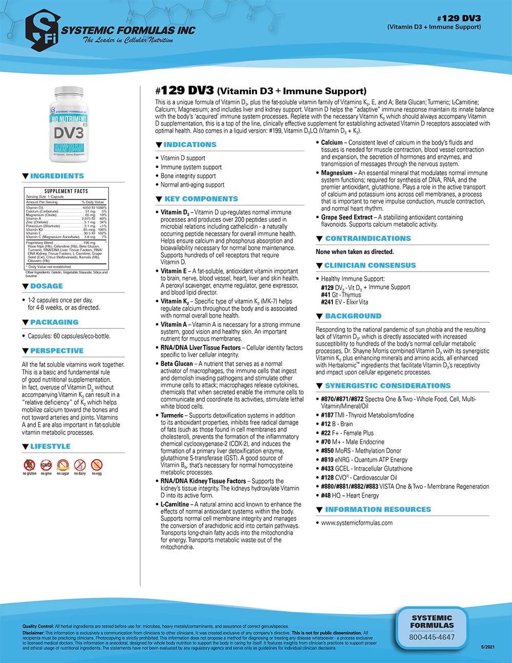 DV3 ingredients graphic featuring vitamin D3 and K2 for immune balance.