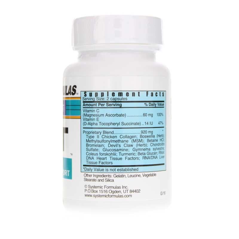 Systemic Formulas JOT label detail emphasizing bio nutriment blend