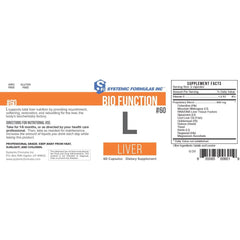 Systemic Formulas Liver 60 capsules ingredient list image suggesting herbal and bioenergetic nutrition