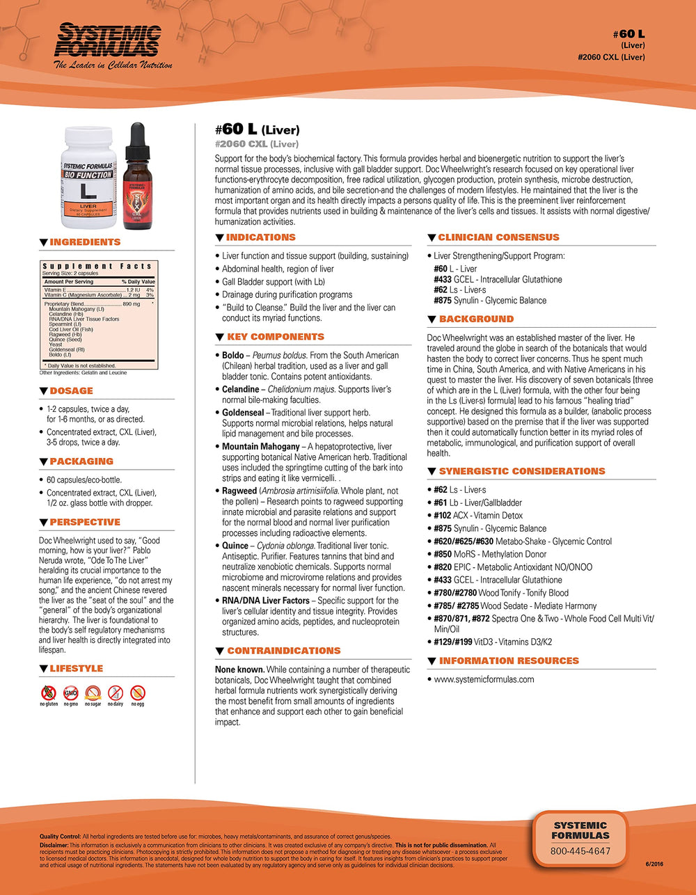 Systemic Formulas Liver 60 capsules packaging display emphasizing gluten-free, sugar-free formula