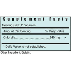 Systemic Formulas REL - CHLORELLA label closeup highlighting ingredients and benefits.