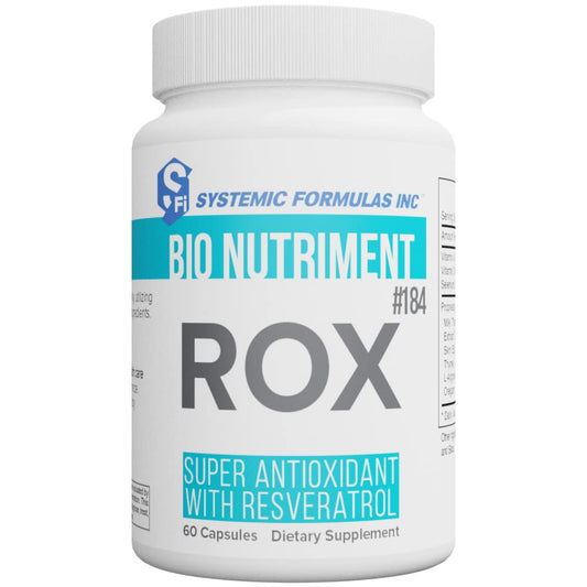 Systemic Formulas ROX bottle front highlighting antioxidant blend for daily wellness.