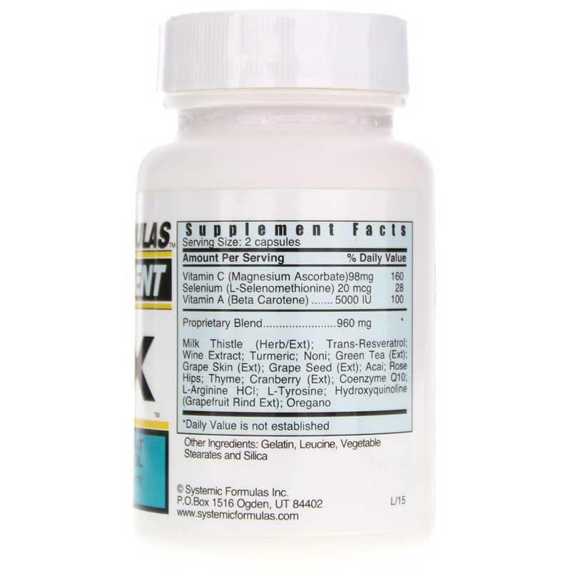 ROX label details ingredients like resveratrol and green tea.