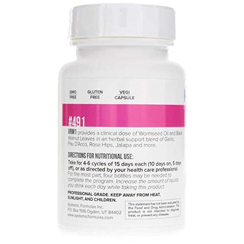 Systemic Formulas VRM1 label close-up highlights garlic flavor and ingredients.