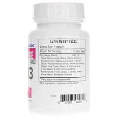 Systemic Formulas VRM3 label closeup shows valerian and black walnut ingredients