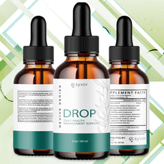 Syvor Drop The Pounds Drops bottle being poured for convenient daily dosing.