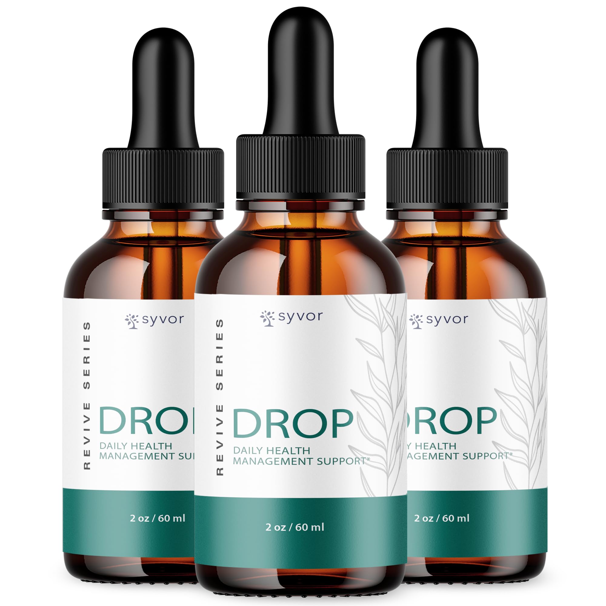 Syvor Drop The Pounds Drops bottle on a clean surface for daily wellness support.