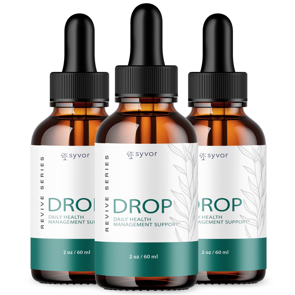 Syvor Drop The Pounds Drops bottle on a clean surface for daily wellness support.