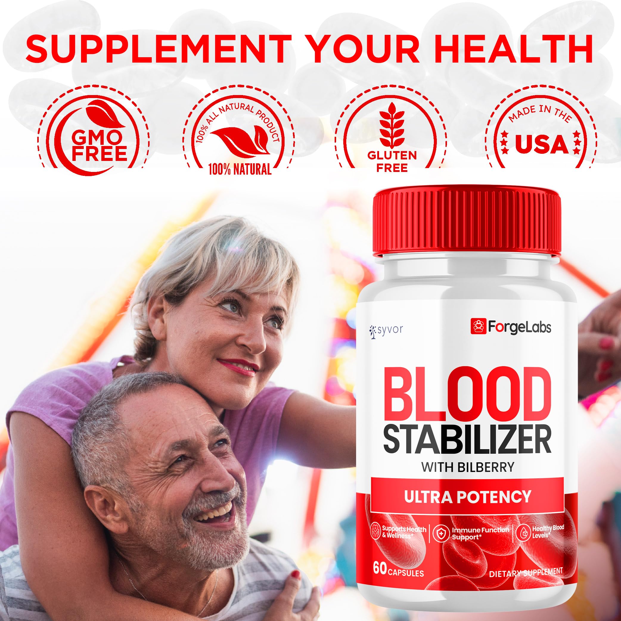 Syvor ForgeLabs Blood Stabilizer bottle back detailing natural ingredients and benefits.