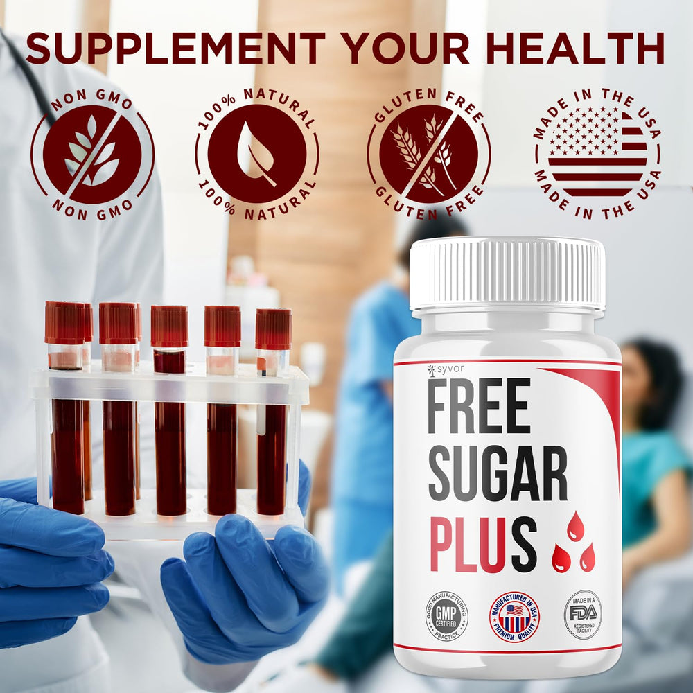 Syvor Free Sugar Plus label close-up with premium vitamins