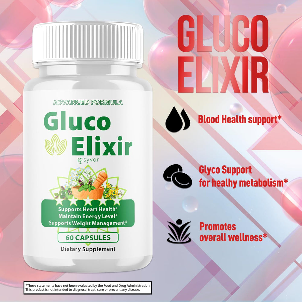 Syvor Gluco Elixir serving display shows 30-day supply per bottle for consistent daily use