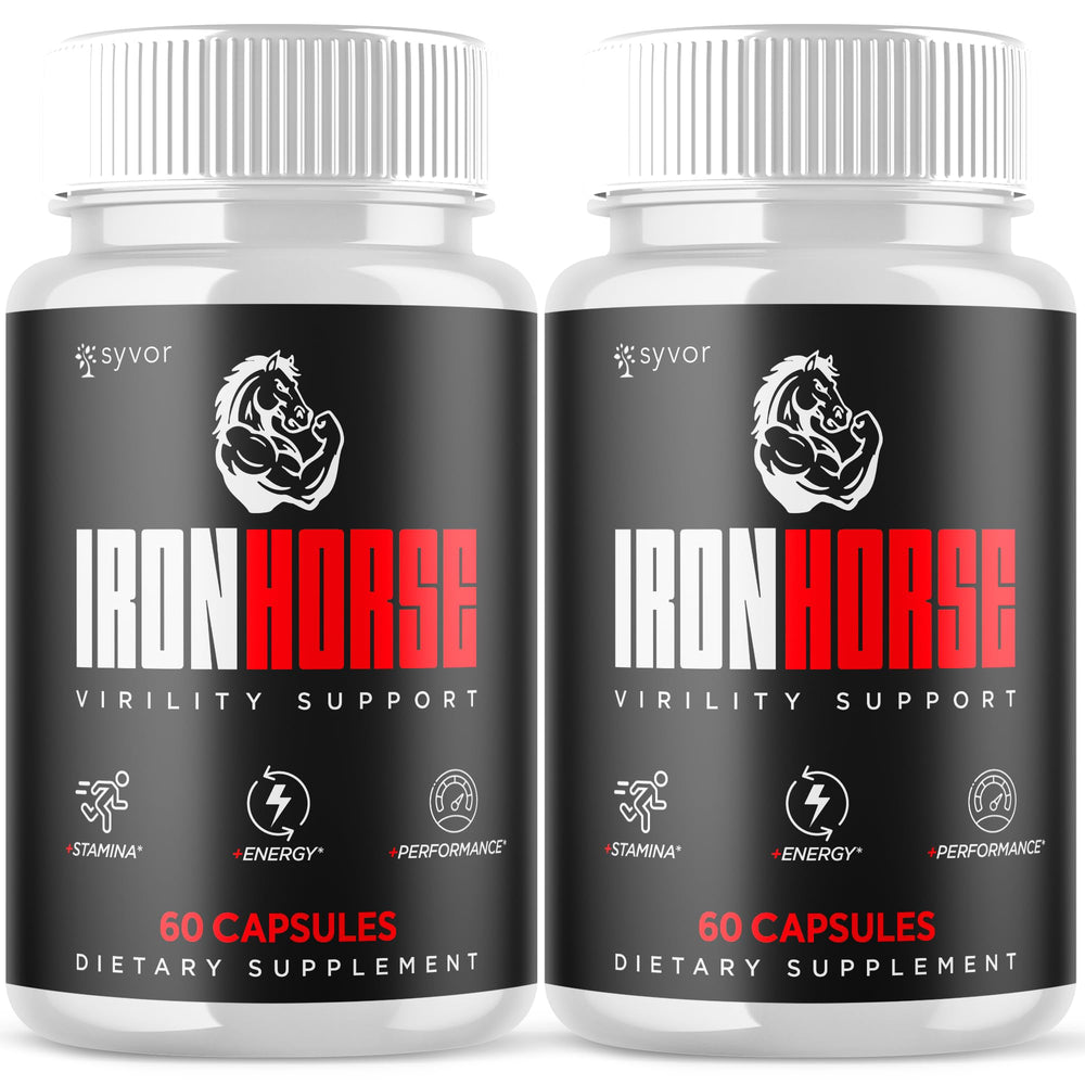 Syvor Iron Horse bottle close-up highlighting natural ingredients for daily wellness.