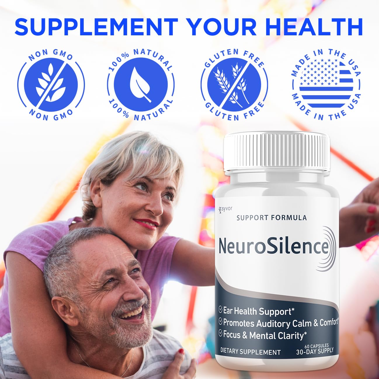 Syvor Neurosilence natural ingredients highlighted on packaging.