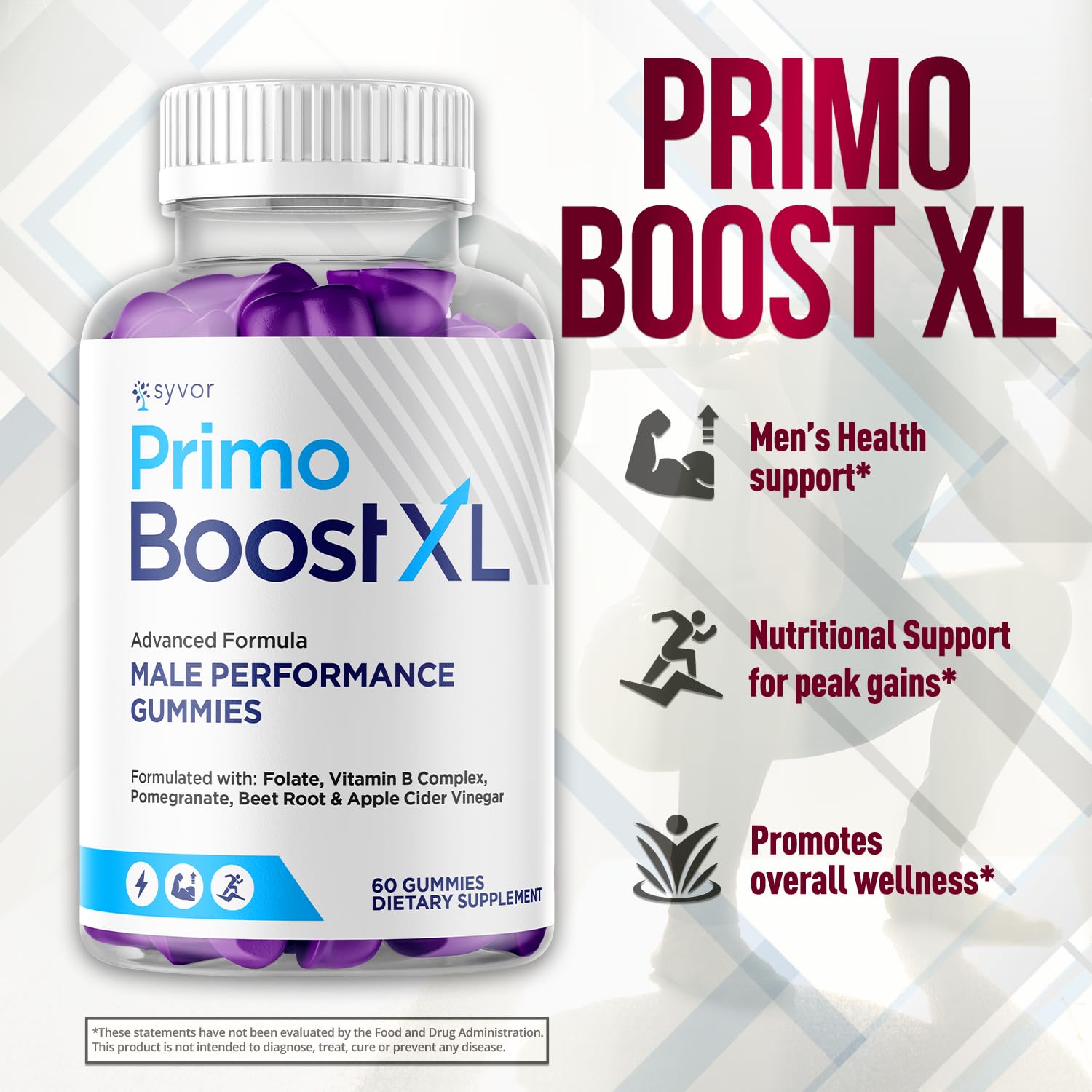Syvor Primo Boost XL natural ingredients list indicating clean wellness ingredients.