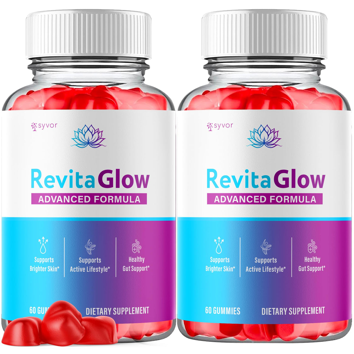 Syvor RevitaGlow Gummies pack shown for daily skin support