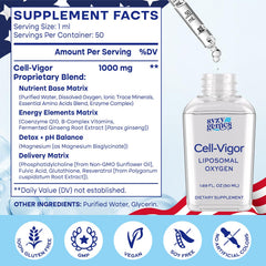 SYZY GENICS liposomal delivery label closeup highlighting absorption