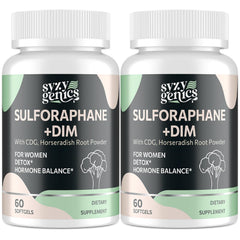 SYZY GENICS sulforaphane bottle front highlights detox and antioxidant support.