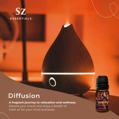 Sz Essentials amber glass bottle showcases premium packaging.