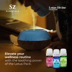 Sz Essentials Lotus Divine close-up label showing premium branding
