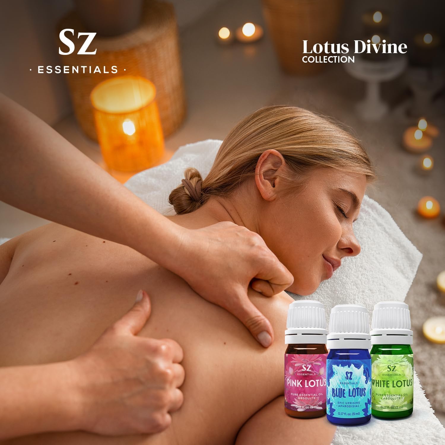 Sz Essentials Lotus Divine diffuser-ready setup in a calming scene