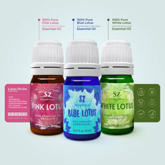 Sz Essentials Pink Lotus oil bottle for relaxation and skin-soothing rituals